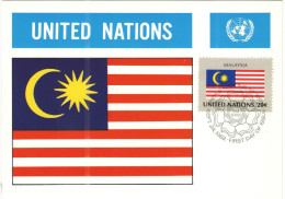 ONU - NAZIONI UNITE - UNITED NATIONS - NATIONS UNIES - 1982 - Flag Series, Malaysia - New York - FDC - Cartoline Maximum