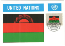 ONU - NAZIONI UNITE - UNITED NATIONS - NATIONS UNIES - 1983 - Flag Series, Malawi - New York - FDC - Cartes-maximum