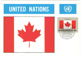 ONU - NAZIONI UNITE - UNITED NATIONS - NATIONS UNIES - 1983 - Flag Series, Canada - New York - FDC - Maximum Cards