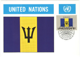 ONU - NAZIONI UNITE - UNITED NATIONS - NATIONS UNIES - 1983 - Flag Series, Barbados - New York - FDC - Maximum Cards