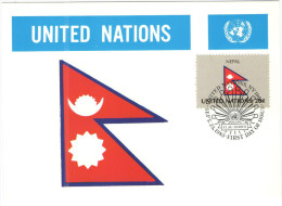 ONU - NAZIONI UNITE - UNITED NATIONS - NATIONS UNIES - 1983 - Flag Series, Nepal - New York - FDC - Maximumkaarten