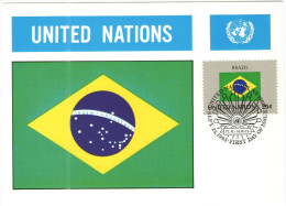 ONU - NAZIONI UNITE - UNITED NATIONS - NATIONS UNIES - 1983 - Flag Series, Brazil - New York - FDC - Cartes-maximum