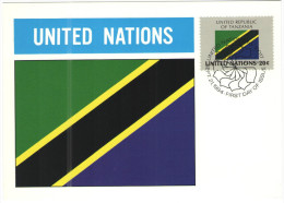 ONU - NAZIONI UNITE - UNITED NATIONS - NATIONS UNIES - 1984 - Flag Series, United Republic Of Tanzania - New York - FDC - Cartes-maximum