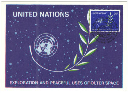 ONU - NAZIONI UNITE - UNITED NATIONS - NATIONS UNIES - 1982 - Exploration And Peaceful Uses Of Outer Space - Carte Ma... - Cartoline Maximum