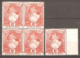 Tonga 1942 SG 79 Block Of Four Plus Single Unmounted Mint - Tonga (...-1970)