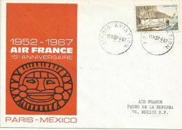 LETTRE AVION 15 ème ANNIVERSAIRE AIR FRANCE PARIS MEXICO 1967 - Brieven En Documenten