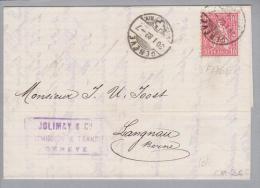 Heimat GE Genève Suc.Riv. 1882-01-30 Brief M.Zu#46 Faserpapier - Storia Postale