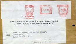 2103 Nederland, Red Meter Ema Freistempel 1963, Cover Circuled Maastricht,  Horna Pigment, Butterfly, Schmetterlinge Pap - Papillons