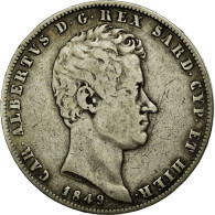 Monnaie, États Italiens, SARDINIA, Carlo Alberto, 5 Lire, 1849, Genoa, TB+ - Andere & Zonder Classificatie