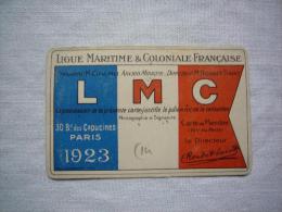Carte De Membre De La Ligue Maritime & Coloniale Française Paris 1923 Appartenant à Jourdain - Sin Clasificación
