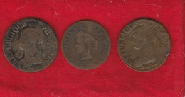 Type Dupré 3 Pieces..  5 Centimes An 7 D , L'An 7 BB  Assez Rare   état B+  Et Céres 5 Centimes 1884 A - 1795-1799 Direktorium