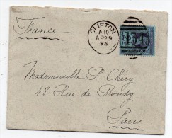 Lettre Grande Bretagne Clifton - France Paris 1895 Avec N° 95 Y&T - Cartas & Documentos