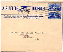 SOUTH AFRICA 1947. Entire Air Letter Of 3d And 3d Numeral 2mm High To USA - Storia Postale