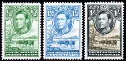 BECHUANALAND 1938. The ½, 1½ D And 1/- Of Set Of George VI, Mint, Hinge Remnant - 1885-1964 Herrschaft Von Bechuanaland