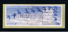 ATM, PNU 2.20,Oblitérée, FDC, 13/09/1991, LSA, CROUZET, AIGUILLES CASSEES, OISEAUX  DE JUBERT, BUREAU  TORCY, C001 77468 - 1990 « Oiseaux De Jubert »