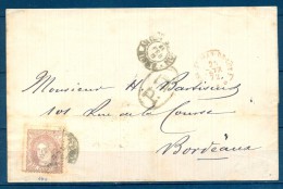 1872 , GUIPÚZCOA , ENVUELTA CIRCULADA ENTRE SAN SEBASTIAN Y BURDEOS, AMBULANTE NORTE , ED. 113 , 12 CUARTOS. - Covers & Documents
