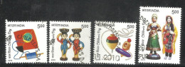 INDIA, 2010, FIRST DAY CANCELLED, Childrens Day, Children´s, Set 4 V, Doll, Art, Puppet, Kite, - Usati