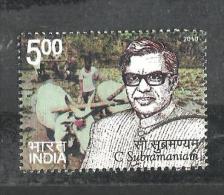 INDIA, 2010, FINE USED, 1 V, C Subramaniam, Agriculture, Cow, Farmer, - Oblitérés