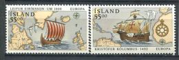 153 ISLANDE 1992 - Europa Bateau Carte (Yvert 715/16) Neuf ** (MNH) Sans Trace De Charniere - Ongebruikt