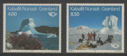 Danmark Gronland, Denmark Greenland 1991 Mi 217 /8 ** Iceberg, Summer Flowers + Ski Party, Dog Sled In Winter - Tourism - Neufs