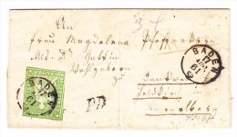 Heimat AG Baden 17.8.1861 Mit 40Rp. Strubel Grün Brief Nach Feldkirch Mit Ankunft Langstempel - Storia Postale