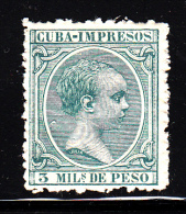 Cuba MH Scott #P28 3m King Alfonso XIII, Blue Green - Newspaper Stamp - Kuba (1874-1898)