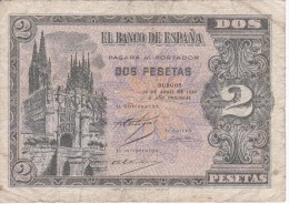 BILLETE DE ESPAÑA DE 2 PTAS  DEL AÑO 1938 SERIE D CALIDAD BC  (BANKNOTE) - 1-2 Pesetas