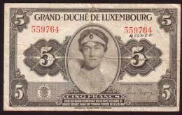 LUXEMBOURG - 5 Francs De 1944 - Pick 43 - Lussemburgo