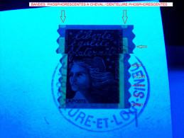 * 1997 N° 3085   A CHEVAL DEUX  BANDE PHOSPHORESCENTE MARIANNE OBLITÉRÉ 14-8-98  FRAGMENT - Used Stamps