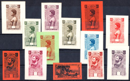 GABON - N° 125/140/Taxe 23 - 13 PETITES EPREUVES DE CES 3 TYPES - SANS VALEUR DANS LE CARTOUCHE - LUXE. - Altri & Non Classificati