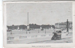 75 PARIS - LA PLACE DE LA CONCORDE - Animé Voiture Taxi Garée , Calèches - CPA Publicité Au Dos Aux Deux Orphelines ... - Statues