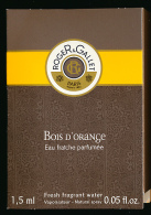 ROGER & GALLET, Bois D'Orange, Eau Fraiche Parfumée, Vaporisateur, 1,5 Ml, échantillon Tube Sur Carte, Jamais Ouvert - Echantillons (tubes Sur Carte)