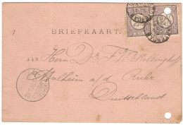 OLANDA - NEDERLAND - Paesi Bassi - 1896 - Briefkaart - Carte Postale - Postal Card - 2 X 2,5 Cent - Viaggiata Da Amst... - Storia Postale