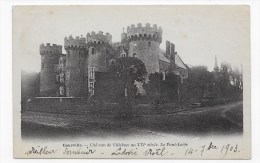 (RECTO / VERSO) COURVILLE EN 1903 - LE CHATEAU DE VILLEBON AU XVIe SIECLE - PONT LEVIS - BEAU CACHET - CPA - Courville