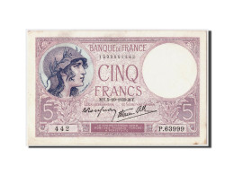 Billet, France, 5 Francs, 5 F 1917-1940 ''Violet'', 1939, 1939-10-05, SPL - 5 F 1917-1940 ''Violet''