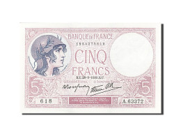 Billet, France, 5 Francs, 1937-1939, 1939-09-28, SPL+, Fayette:4.10, KM:83 - 5 F 1917-1940 ''Violet''