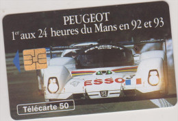 (R) Telecarte , PEUGEOT  , 1 Aux 24 Heures Du Mans En 92 Et 93 ,  50 Unités - Sport