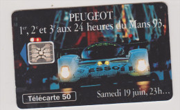 (R) Telecarte , PEUGEOT  , 1 , 2 , 3 Aux 24 Heures Du Mans 93 , 50 Unités - Sport