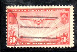 Y1326 - STATI UNITI USA 1937 , Posta Aerea N. 22 Rosso Usato - 1a. 1918-1940 Afgestempeld