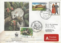 Latvia 1994 Riga WWF Edible Dormouse Customes Culture FDC Cover - Covers & Documents