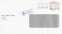 Switzerland 1997 Zürich Meter Franking Frama “M5/E5” WWF Retter Natur Slogan Cover - Brieven En Documenten