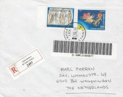 Greece 1998 Athens Scupture Cosmos Space Europa Barcoded Registered Cover - Cartas & Documentos