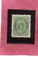 ISLANDA ICELAND ISLANDE 1882 1898 ARMS NUMERAL CIFRA STEMMA 5a GREEN 5 USATO USED OBLITERE´ - Used Stamps
