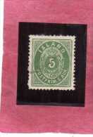 ISLANDA ICELAND ISLANDE 1882 1898 ARMS NUMERAL CIFRA STEMMA 5a GREEN 5 USATO USED OBLITERE´ - Usati