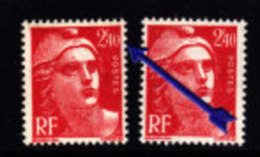 FRANCE - N° 714** - Marianne De GANDON - 2f40 Rouge Avec 0 Cassé - VARIETE -  émission De 1945. - Unused Stamps