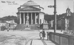 04479 "TORINO  - CHIESA DELLA GRAN MADRE - TRAMWAY  VILLA DELLA REGINA" ANIMATA. CART. POST. ILL. ORIG. SPEDITA 1912. - Églises