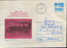 Romania -stationery Cover 1981 - First Aid - 75 Years Of Activity Of Rescue Station Bucharest - First Car - Ambulance - First Aid