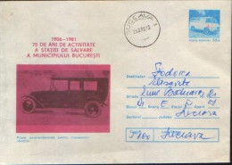 Romania -stationery Cover 1981 - First Aid - 75 Years Of Activity Of Rescue Station Bucharest - First Car - Ambulance - Secourisme