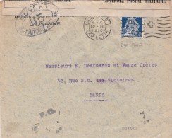 1916 LETTRE SUISSE BANQUE LAUSANNE + PERFORÉ. LAUSANNE POUR PARIS  / 567 - Perforadas