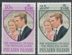 Pitcairn Islands 1973  Royal Wedding Of Princess Anne And Captain Mark Phillips. Mi 135-136 MNH - Pitcairn Islands